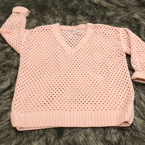 Pink V-Neck Knit Sweater